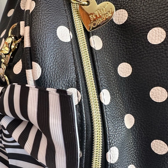 Betsy Johnson backpack with polkadots, stripes roses, and a large bow. NWOT - Picture 7 of 15